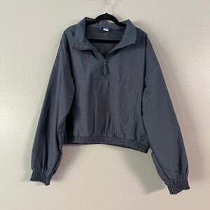 OLD NAVY GIRL'S NAVY BLUE CROPPED WINDBREAKER PULLOVER‎ JACKET XL 14/16